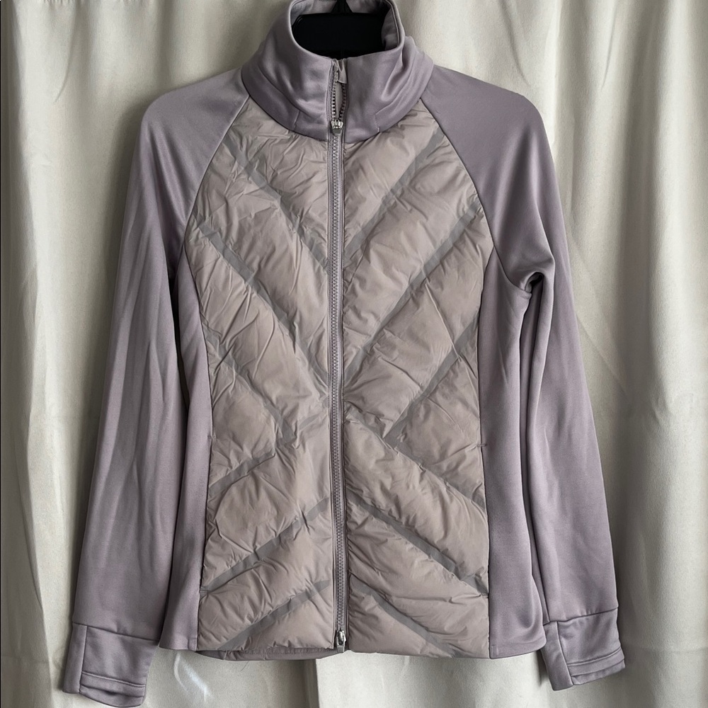 Athleta Puffer Full Zip‎ Jacket No Hood Lavender Gray Size XXS